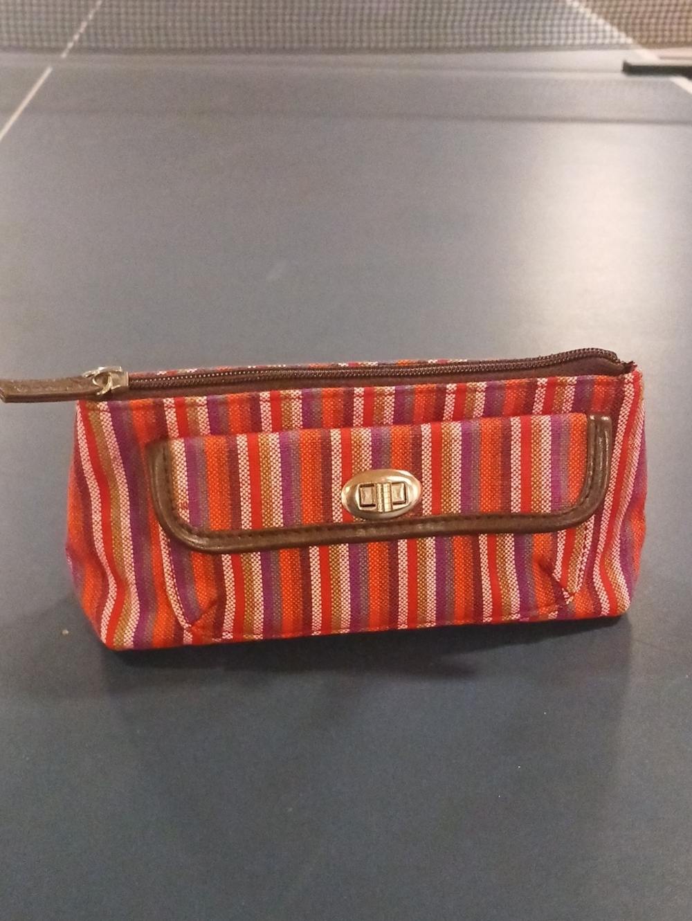 Estee Lauder Striped Red Multi Cosmetic Pouch with Front Pocket